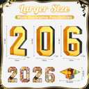 2026 Charcuterie Numbers Fillable, 13.78'' Gold Black 2026 Cardboard for Charcuterie, Number Tray for Chocolate Cookies Flowers Cupcakes Box with Graduation Cap, Class of 2026 Graduation Decorations