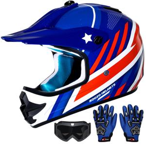 ROOZO Youth Kids Dirt Bike Helmet DOT Approved, Full Face Motocross Set, Size Large