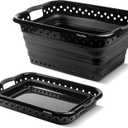 CleverMade Collapsible Laundry Basket, 39L/9 Gallon, Foldable Storage Container, Black