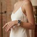 V-MORO Resin Band Compatible with Apple Watch Series 7/8/9/10/11 41/40/38/42mm, Women Fashion Strap for iWatch Series 6/5/4/3/2/1/SE, Lightweight Bracelet Wristband Replacement, Ivory White-Rose Gold