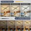 43" Black Modern LED Ceiling Light with Remote, Dimmable 64W 4 Lights