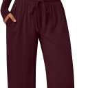 Trendy Queen Women's 2 Piece Matching Lounge Sets Long Sleeve Henley Neck Slightly Crop Top Wide Leg Pants Casual Sweat Suit (Red) S