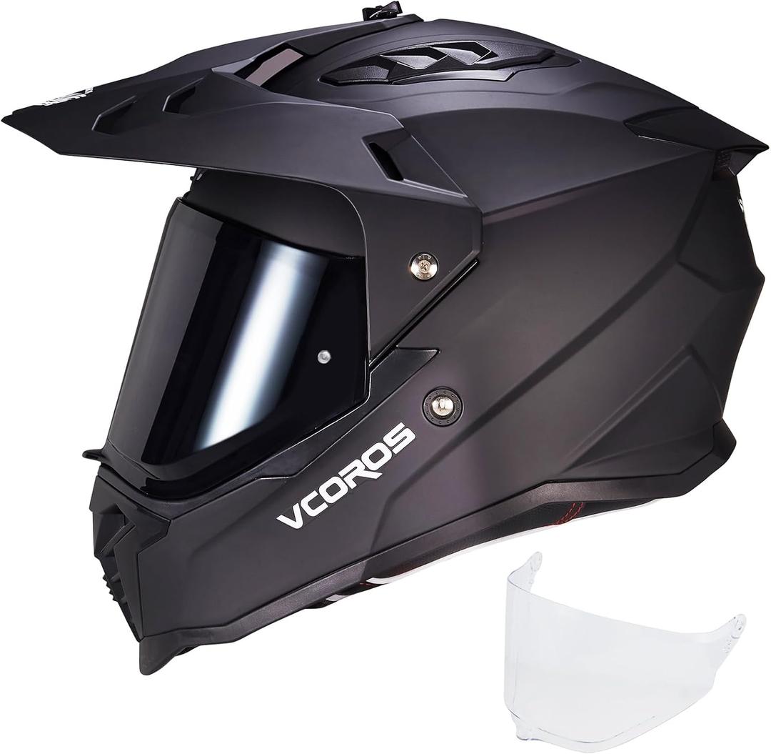 VCOROS Adventure Motorcycle Helmet VS-908 with Pinlock Compatible Visor ATV Dirt Bike Off Road Motocross Full Face Helmet for Adults DOT Approved, Large