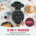 Dash MultiMaker Treat Maker System - Make Mini Donuts, Cupcakes & Heart-Shaped Waffles - Interchangeable Plate Design - dishwasher safe Parts for Easy Cleanup - Aqua