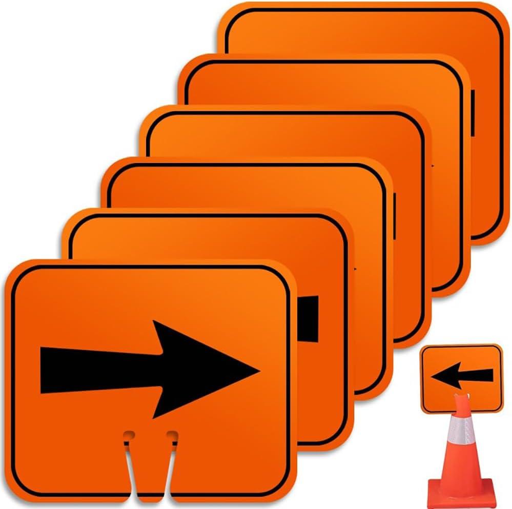 Traffic Arrow Signs 6Pcs Traffic Cone Sign Orange Detour Signs Road Cone Top Directional Left Right Arrows Sign for Road Barricade Outdoor Construction Warning