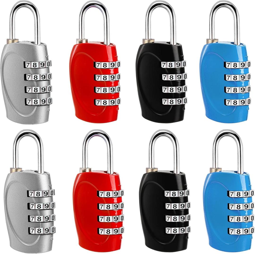 Hedume 8 Pack Combination Lock 4 Digit Padlock for School Gym Locker, Sports Locker, Fence, Toolbox, Gate, Case, Hasp Storage