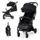 Kinderkraft APINO Lightweight Auto Folding Stroller, Compact Travel Baby Stroller for Newborn to Toddler, Reclining Seat, 5-Point Harness, Black