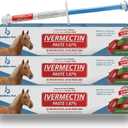 Ivermectin Horse Paste 1.87% Dewormer  Apple Flavored Anthelmintic, Broad-Spectrum Parasite Control for Horses Up to 1250 LB (3-Pack)