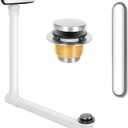 Slotted Overflow Bath Drain with Toe-Tap Stopper, with Metal Overflow Cover, Compatible with Kohler Elevance/Archer/Underscore/Rve/Parity Baths and Whirlpools, Brushed Nickel, Easy Installation