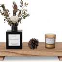 Small Wood Tray Pedestal Stand Farmhouse Bathroom Decor Decorative Wooden Riser Kitchen Soap Dish Holder for Vanity, Counter, Sink, Large 11.8" x 7" - Brown