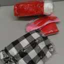 Xuhal Set of 5 Pcs Christmas Costume for Women Christmas Gingham Dresses Velvet Hooded Cape Tights Gloves Bow for Girl (Large)