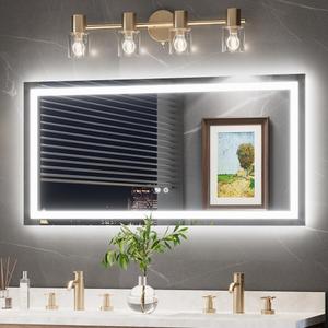TokeShimi 55x30 LED Bathroom Vanity Mirror with Lights,Front Lit + Backlit LED Bathroom Mirror,3 Colors Stepless Dimmable,Anti-Fog,Tempered Glass,Memory Function,Waterproof,UL Listed