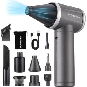 WORKPRO 12V Electric Air Duster-120,000RPM Super Power Compressed Air blower, Rechargeable Brushless Motor Durable Cleaner, 4-Gear Adjustable Dust Blower for Computer, PC Keyboard, Electronics, Car...