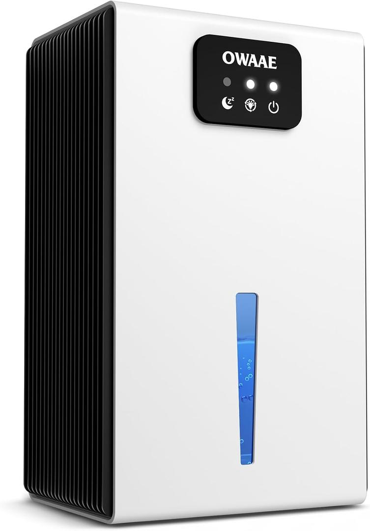 Dehumidifier, 1000 sq.ft Quiet Dehumidifiers for Home Bedroom Bathroom Basement with 95oz Water Tank, Sleep Mode, Auto Shut-Off 7 Colors LED Light, White