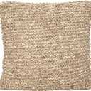 Creative Co-Op, Brown Woven Cotton Blend Boucl Pillow, Cream, Square 20x20