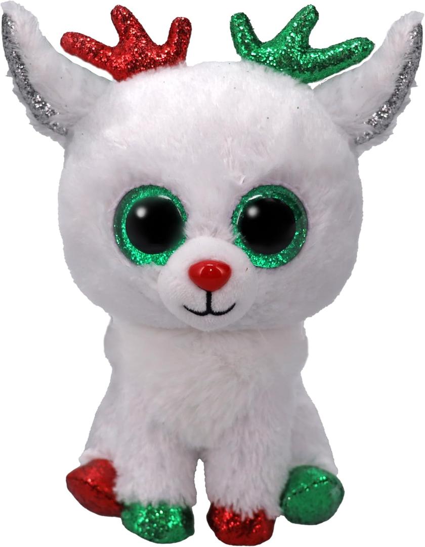 TY Beanie Boos T37383 Snowdrop The Big Eyes Christmas Reindeer with Big Eyes Glitter Plush Toy with Big Glitter Eyes - 15cm