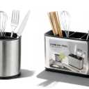 Spinning Utensil Holder, 360 Rotating Utensil Holder + Square Chopstick Cage, Caddy for Kitchen Countertop, The for Organising Cooking Silverware, Spoons and Spatulas