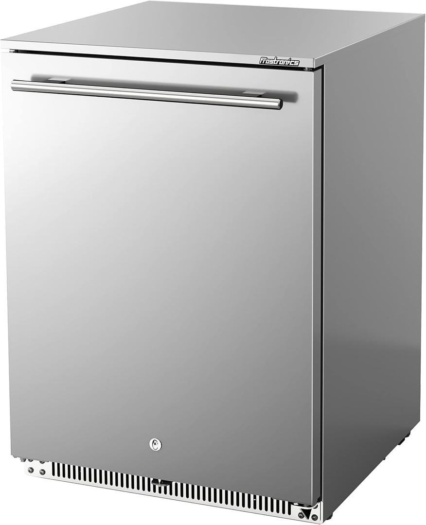 24 Inch 168 Cans Outdoor Beverage Refrigerator, 5.47 cu. ft. Built-in Beverage Cooler with Easy-Swap Reversible Door, 26F Outdoor Beverage Fridge, SUS304, Lockable, ETL & NSF7 Certified