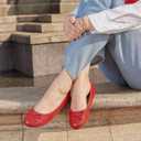 DREAM PAIRS Women's Flats, Foldable Ballet Flats for Women, Bowknot Round Toe Comfort Light Weight Slip-On Dress Shoes, Size: 7.5