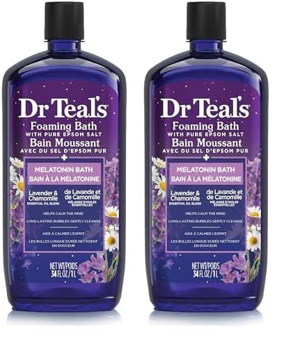 Dr Teal's Foaming Bath with Pure Epsom Salt Sleep Bath with Melatonin & Essential Oils 34 FL OZ (Pack of 2)