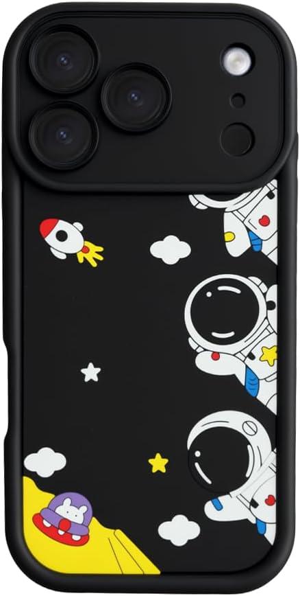 Cute Phone Case for iPhone 17 Pro Max Case Cool Cartoon Astronaut Space Mars Rocket Design Aesthetic Bumper Protective Anti-Slip Shockproof Compatible with iPhone 17 Pro Max Cases