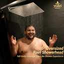16 Inch Oversized Rain Shower Head Brushed Nickel, Ultra-Thin 304 Stainless Steel, High Pressure, Ceiling Mount, Spa-Style Full Coverage for Large Bathrooms