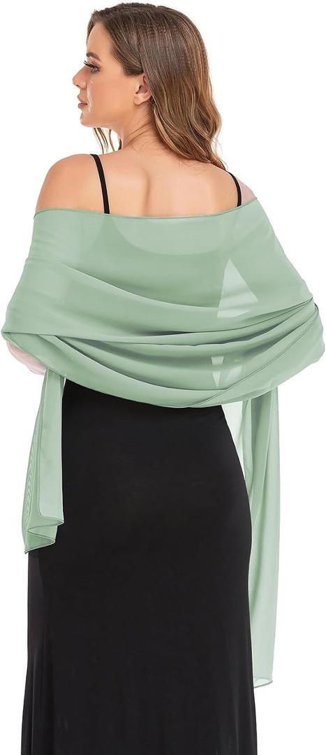 Shawls and Wraps for Evening Dresses Sheer Chiffon Women Elegant Soft Silky Wraps Wedding Bridal Scarf, 79*26‘’