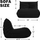 Bean Bag Chair, Memory Foam Bean Bag Sofa Large Bean Bag Chair for Adults, Bean Bag Chairs for Teens with High Density Comfortable Foam, Memory Foam Lazy Sofa for Living Room, Bedroom (Black), Single