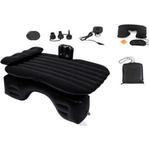 Inflatable Car Air Mattress Back Seat Bed with Air Pump,Thickened Portable Car Travel Sleeping Camping Air Mattress Blow Up Bed for Car Universal SUV (Standard - Black)