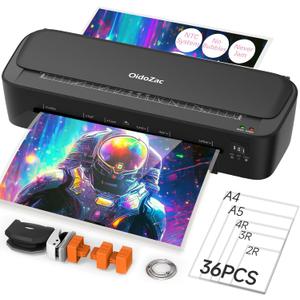 Laminator Machine, 11 in 1 Laminating Never Jam Technology with 36 Laminating Sheets, 9 Inch Thermal Laminator A4 Laminating Machine Hot & Cold Mode for Home Office School Black