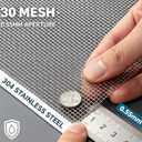 30 Mesh 304 Stainless Steel Wire Mesh Roll, 0.15mm Wire Diameter, 11.8"x39.4" Rust Proof Flexible Metal Screen, Easy to Cut for Vent Covers, Window Screens, Filters, Garden DIY Projects