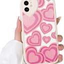 Lovmooful Compatible for iPhone 12 Case Cute Heart with Love Lens Bumper Protector for Girls Women Soft TPU Shockproof Protective Girly for iPhone 12-Pink Heart