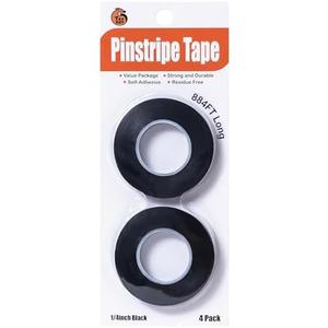 TSSART 4 Pack 1/4 inch Pinstripe Tape - Whiteboard Tape Dry Erase Board Line Graphic Chart Adhesive Art Tape - Black 884FT Long Total