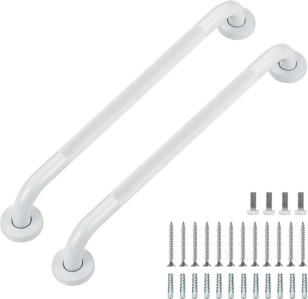 Grab Bars for Shower, 2 Pack 20-Inch Anti Slip Shower Handles for Elderly, Safety Shower Grab Bar, Stainless Steel Handicap Grab Bars for Bathroom (White 1" Diameter)
