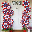 Colarr 24 Sets Large 250th Patriotic Outdoor Decor 4th of July Patriotic Flowers Decorations for Front Door Independence Day Flowers Door Decorations White Blue Red DIY Artificial Yard Decor