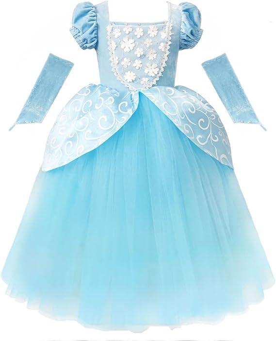CQDY Cinderella Dress Princess Costume Halloween Party Dress up Blue
 (8-9 Years, Cinderella)
