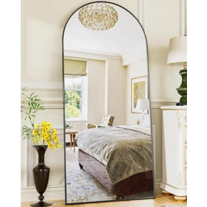 Full Length Mirror, 58"x18" Arch Floor Mirror, Floor Standing Mirror Freestanding Arch Full Body Mirrors with Stand for Bedroom, Hanging Mounted Mirrors for Living Room Cloakroom, Black