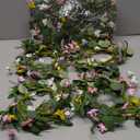 8 Pcs Summer Artificial Flowered Wreath Mini Floral Wedding Spring Candle Rings Wreaths Pillar Candle Holder for Porch Outside All Season Wedding Home Door Tabletop Decoration