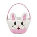 Easter Baskets for Kids Pink Easter Bunny Basket with Rabbit Ears for Girls Baby Eggs Hunt Basket Stuffers 9.8" x6.3" x5.9"