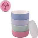 Elk and Friends Kids Porcelain Bowls with Silicone Suction Sleeves | Lids Included | Suitable for Babies/Toddlers | Microwave & Dishwasher Safe | Stay Put Dinnerware | Snack Dishes | 4 Pack (Lilac/Sage/Misty Blue/Blush)