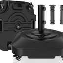 Umbrella Base with 5 Wheels, 140 lbs Max Capacity Fillable Umbrella Stand | 360°swivel wheel for flexible steering, 2 locks 2 knobs, wind-resistant design, heavy duty base for patio, deck, outdoor, 21in