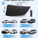 Zanch 2025 Upgraded Car Windshield Sun Shade [Cool Down by 75 ] with Heat Insulation Coating, Foldable Sunshade Umbrella Flexible Handle & Ribs, Medium (57''x32'') for Car, SUV, Truck, Van