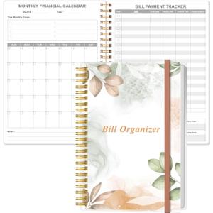 Bill Organizer - Monthly Bill Payment for Personal Budgeting Financial, Payments Checklist Organizer, 5.8" x 8.5", Rose Leaf