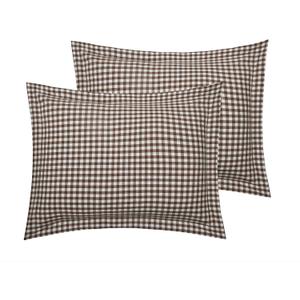 100% Cotton Pillowcases – Pack of 2, Breathable Checkered Pattern, Standard Size, Envelope Closure, Soft & Durable- Chocolate Brown