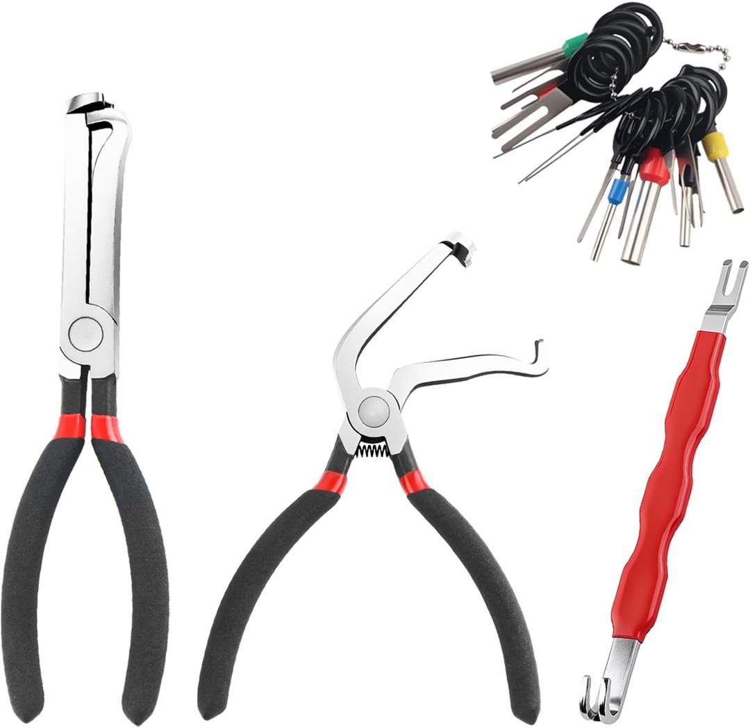 Electrical Disconnect Pliers for Cars with Terminal Removal Tool Kit,Sturdy Electrical Connector Pliers with Double Head/60 Head/Straight Heads,Essential Electricals Connection Pliers