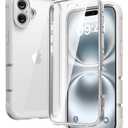 Diaclara Designed for iPhone 16 Plus Case 6.7 Inch,Upgraded [Full Camera Protection] Full Body Case w/Built-in Touch Sensitive Anti-Scratch Screen Protector for 16 Plus,White