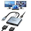 Amazon.com: USB C to Dual HDMI Adapter 4K@30Hz, KOZYC USB C Hub Multiport Adapter with 2xHDMI, USB 3.0, 100W PD, Support USB C to HDMI Splitter Extended Display for MacBook Pro (MST is not Supported on MacOS) : Electronics