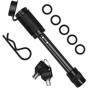Coolrunner Trailer Hitch Lock Pin Set, 5/8" Extra Long Black Locking Hitch Pin, Heavy Duty Tow Hitch Receiver Lock with Anti-Rattle, Keys, Rubber Cap(5/8" Not Keyed Alike)