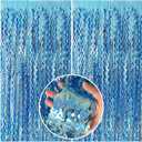 Tinsel Foil Fringe Curtains Wavy Backdrop for Parties Sparkle Metallic Wavy Foil Fringe Backdrop Curtain for Party Decorations Photo Booth Props for Birthday Graduation Wedding (2 Pack, Light Blue)