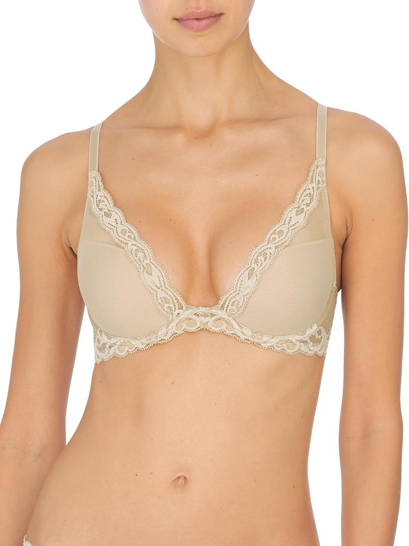 Natori Women Feathers Lace Plunge T-Shirt Bra (30DD), Cosmetic 